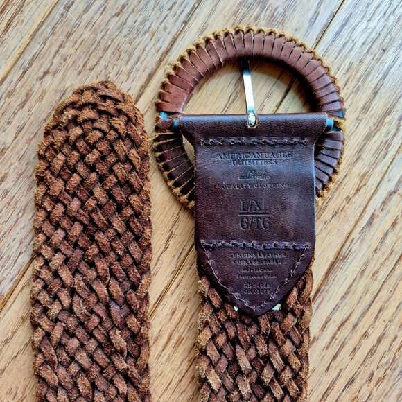 AEO American Eagle Outfitters Brown Braided Leather Belt L/XL - Picture 4 of 9